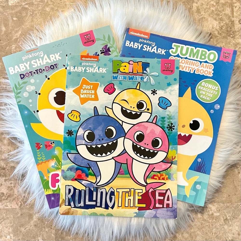 Baby Shark Activity Books - Coloring, Painting, & Connect the Dots - Set of 3